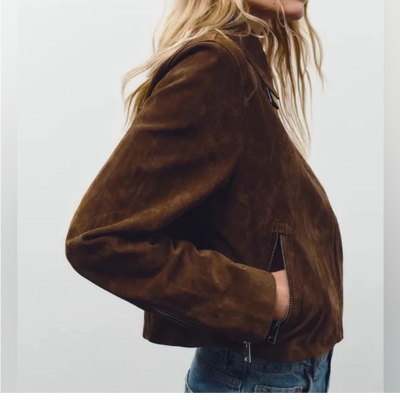 Brown Suede Women's Jacket - Picture 4 of 8